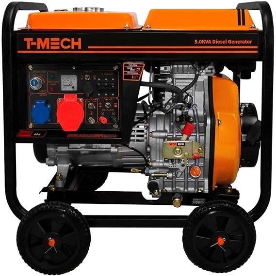 T-Mech Générateur diesel 5Kva à Cadre ouvert 10CV Triphasé 230/400V